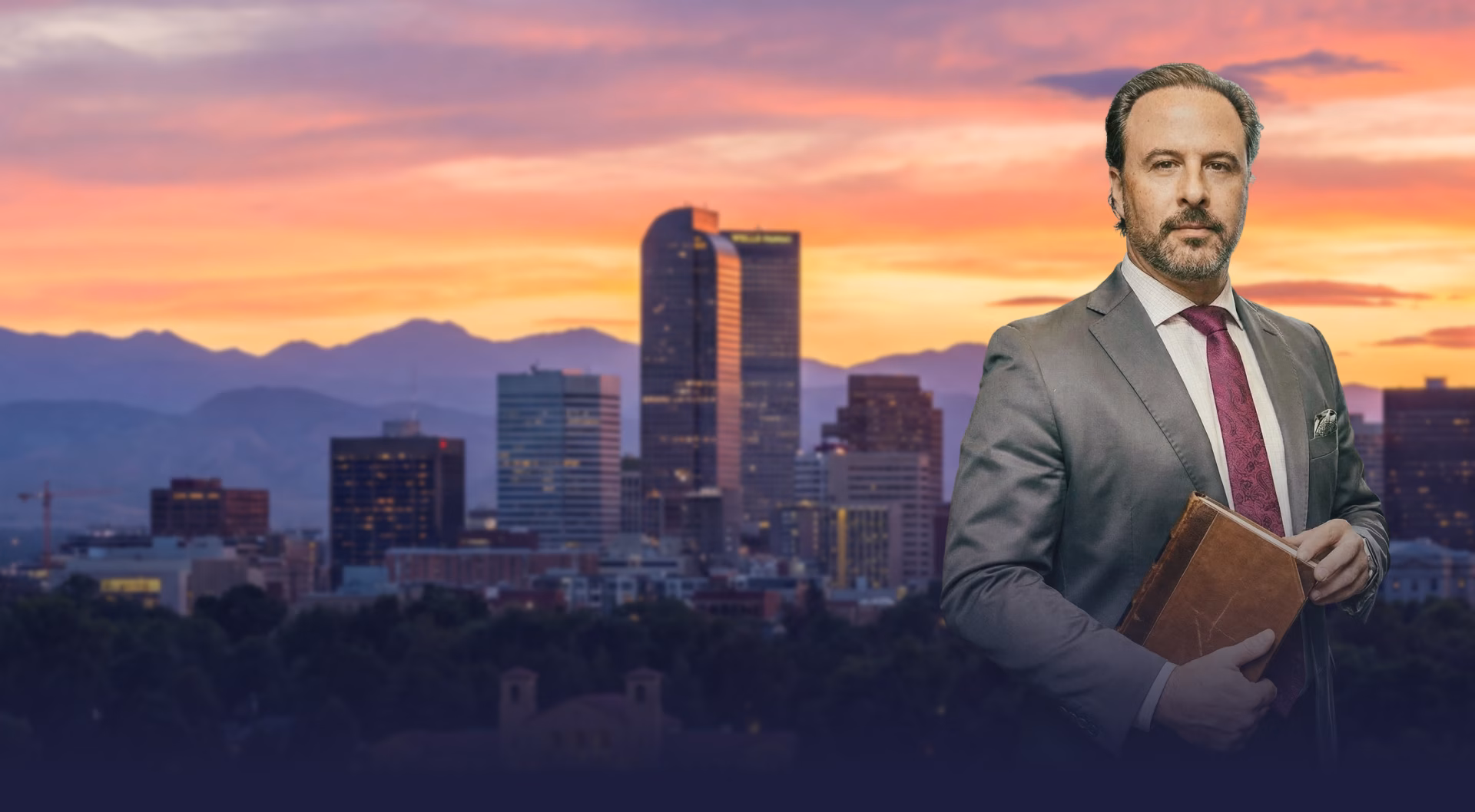 Denver skyline at sunset